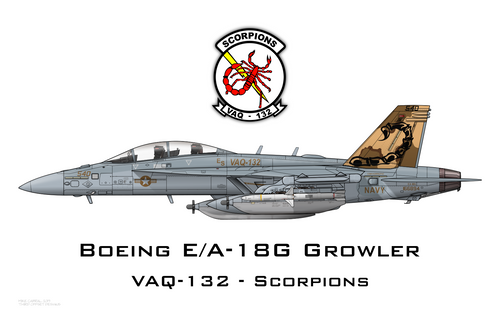 VAQ-132 Scopions - EA-18G Growler - Maquette Print